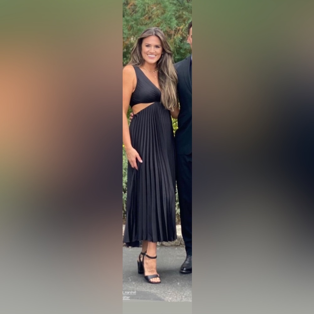 Abercrombie & Fitch satin pleated cutout maxi dress